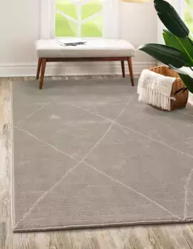 Ковер из мериноса "Sign 1903", прямоугольный, высокая-низкая структура, ромб, 100 % переработанный полиэстер, для гостиной Merinos 200х290 см, бежевый