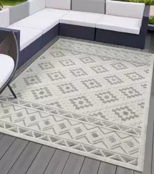 Ковер из мериноса "Tenerife 54097", прямоугольный, подходит для использования внутри и снаружи помещений, прочный короткий ворс, балкон, открытая площадка Merinos 200х290 см, цвет creme