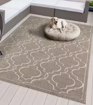 Ковер из мериноса "Tenerife Plus 54090", прямоугольный, подходит для использования внутри и снаружи помещений, прочный короткий ворс, для балкона, для открытой площадки Merinos 120х170 см, бежевый