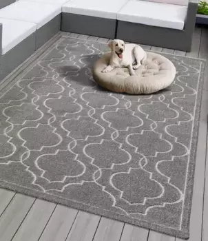 Ковер из мериноса "Tenerife Plus 54090", прямоугольный, подходит для использования внутри и снаружи помещений, прочный короткий ворс, для балкона, для открытой площадки Merinos 200х290 см, серый