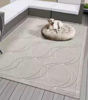 Ковер из мериноса "Tenerife Plus 54092", прямоугольный, подходит для использования внутри и снаружи помещений, прочный короткий ворс, для балкона, для открытой площадки Merinos 200х290 см, цвет creme