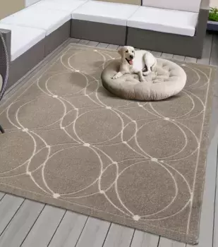 Ковер из мериноса "Tenerife Plus 54092", прямоугольный, подходит для использования внутри и снаружи помещений, прочный короткий ворс, для балкона, для открытой площадки Merinos 200х290 см, бежевый