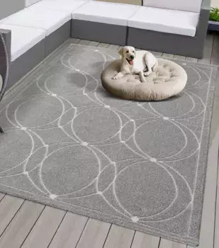 Ковер из мериноса "Tenerife Plus 54092", прямоугольный, подходит для использования внутри и снаружи помещений, прочный короткий ворс, для балкона, для открытой площадки Merinos 200х290 см, серый