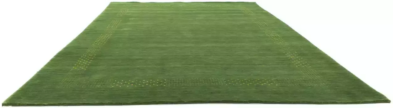 Ковер из моргенландской шерсти "LORIBAFT NOVA", прямоугольный, с бордюром класса люкс из чистой новой шерсти, для гостиной Morgenland 70х140 см, зеленый