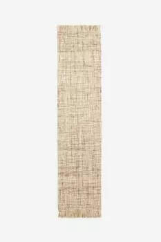 Ковер из смесовой шерсти с бахромой H&M, 70x300 см, бежевый
