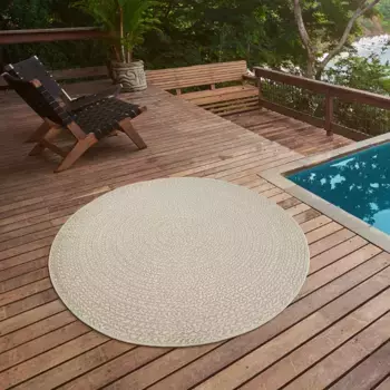 Ковер «Канзас» ковер, круглый, высота 1 мм, современный, прочный ковер для интерьера и улицы, вид джута The Carpet, цвет Creme