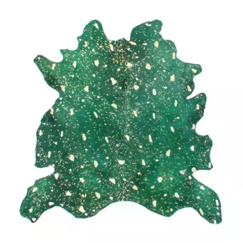 Ковер Kayoom "Fly 110", прямоугольный, из воловьей кожи, стильные роскошные акценты, подходит для пола с подогревом 90х160 см, цвет Flaschengrn / Gold