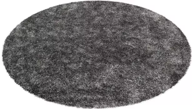 Ковер Kayoom с высоким ворсом "Diamond 700", круглый, мягкая микрофибра, длинный ворс, лохматый, меланжевый, гостиная 120 см, серый/белый