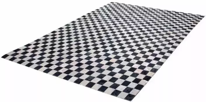 Ковер кожаный Kayoom "Ракета 210", прямоугольный, лоскутная натуральная кожа с мехом, гостиная 120х170 см, цвет silberfarben/grau