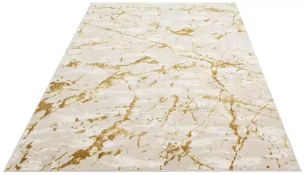 Ковер Leonique "Calmus, эффект термоусадочной пряжи, высокий-низкий", прямоугольный, современный мраморный дизайн, ковер с коротким ворсом, мягкий 280х390 см, цвет goldfarben
