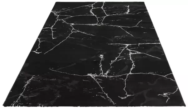 Ковер Leonique "Джульетта", прямоугольный, современный дизайн под мрамор, короткий ворс, легко чистится, мягкий 240х340 см, цвет black-silver