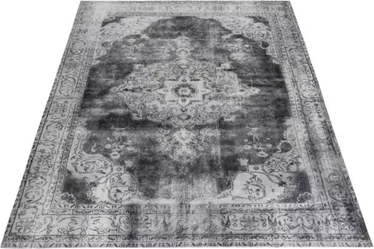 Ковер Leonique "Rayan", прямоугольный, восточный дизайн, винтаж, короткий ворс, ковер с бордюром 140х200 см, светло-серый