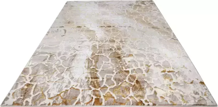 Ковер Leonique "Sander", прямоугольный, современный дизайн, ковры под мрамор, с золотыми акцентами 200х290 см, цвет sand