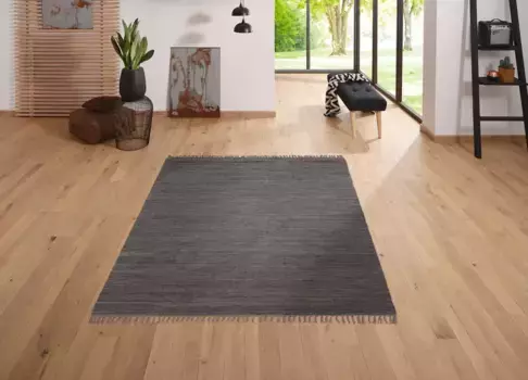 Ковер Lttenhtt "Paul", прямоугольный, двусторонний ковер, сотканный вручную, двусторонний, с бахромой 90х160 см, цвет anthrazit