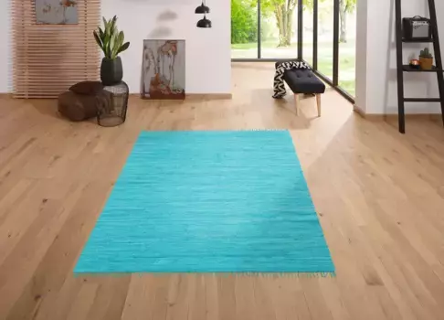 Ковер Lttenhtt "Paul", прямоугольный, двусторонний ковер, сотканный вручную, двусторонний, с бахромой 60х120 см, бирюзовый