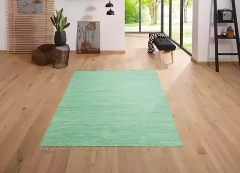 Ковер Lttenhtt "Paul", прямоугольный, двусторонний ковер, сотканный вручную, двусторонний, с бахромой 70х140 см, цвет mint