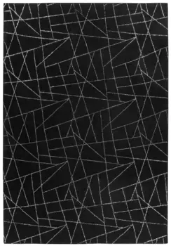 Ковер me gusta "Bijou 125", прямоугольный, с блестящим эффектом, мягкий ворс, гостиная, спальня 80х150 см, черный/серебристый