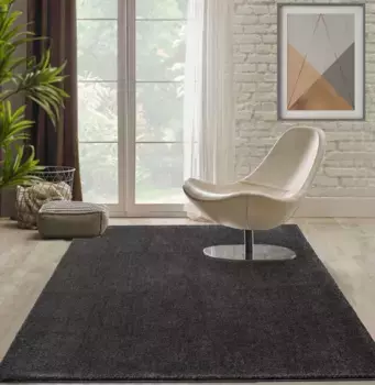 Ковер мериносовый с высоким ворсом "Forest 340", прямоугольный, ворсистый, однотонный в крапинку, очень плотный и мягкий, гостиная Merinos 80х150 см, цвет anthrazit