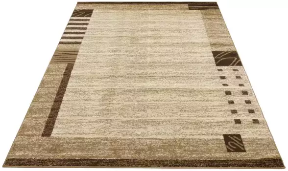 Ковер мой дом "Jonas", прямоугольный, плоский ковер, короткий ворс, мягкий, простой в уходе, элегантный, бордюр My home 120х180 см, коричневый