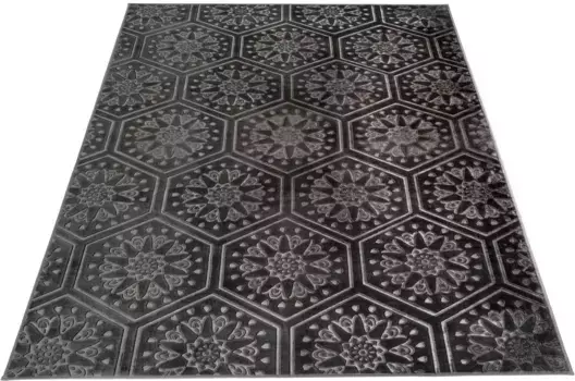 Ковер мой дом "Stina", прямоугольный, эффект high-low, с рисунком, ковры My home 80х150 см, цвет anthrazit