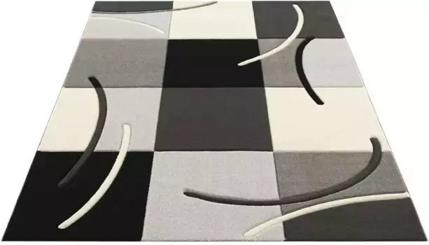 Ковер мой домашний "Kjer", прямоугольный, с контурным вырезом ручной работы в 3D дизайне, короткий ворс My home 200х290 см, серый