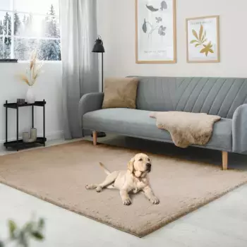 Ковер мой домашний лохматый "Лугано", прямоугольный, искусственный мех, однотонный, очень мягкий и приятный My home 160х230 см, серо-коричневый