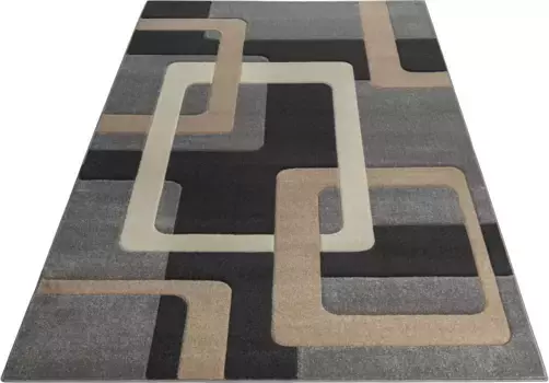 Ковер мой домашний "Максим", прямоугольный, эффект high-low, короткий ворс, 3D дизайн My home 120х180 см, бежевый/серый