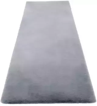 Ковер мой домашний меховой "Кролик, искусственный мех, ощущение кроличьего меха, микрофибра", прямоугольный, особо высокий и пушистый, гостиная, спальня, прихожая, дорожка My home 80х250 см, светло-серый