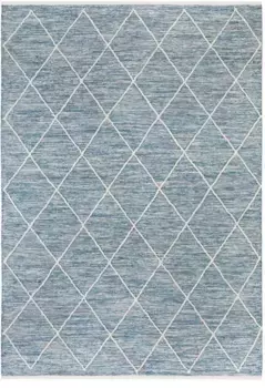 Ковер мой домашний "Pamplona", прямоугольный, ковер ручной работы, ромбовидный мотив, ручная работа, чистый хлопок My home 70х140 см, синий