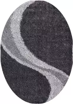 Ковер мой домашний с высоким ворсом "Фэнтези", овальный, роскошный с высоким ворсом, лохматый, современный дизайн, мягкий и уютный, гостиная My home 120х170 см, серый