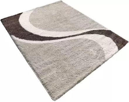 Ковер мой домашний с высоким ворсом "Фэнтези", прямоугольный, роскошный с высоким ворсом, мохнатый, современный дизайн, мягкий и приятный My home 160х230 см, бежевый