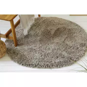 Ковер мой домашний с высоким ворсом «Josetta», круглый, высота 50 мм, длинный ворс, лохматый, плотный, мягкий глубокий ворс, однотонный, гостиная My Home, коричневый