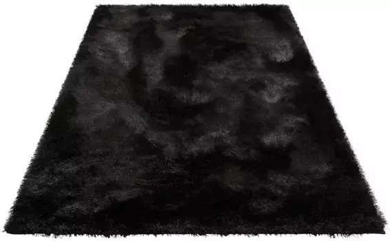 Ковер мой домашний с высоким ворсом "Micro Soft Super", прямоугольный, особенно мягкий благодаря микрофибре, очень пушистый, однотонный, мягкий My home 60х90 см, черный