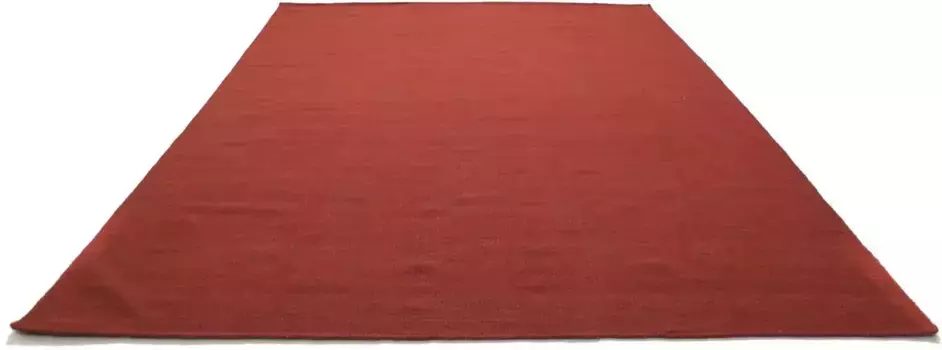 Ковер Morgenland из шерсти "KELIM FANCY UNI", прямоугольный, чистая шерсть, двусторонний, однотонный, однотонный, для гостиной 70х140 см, темно-красный