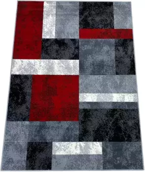 Ковер my home "Lenn", прямоугольный, мягкий, с коротким ворсом, современный клетчатый дизайн 160х230 см, красный