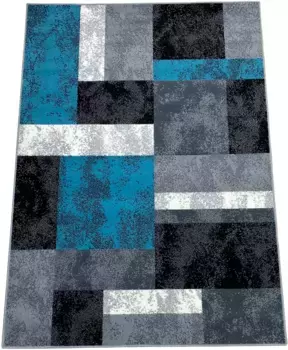 Ковер my home "Lenn", прямоугольный, мягкий, с коротким ворсом, современный клетчатый дизайн 190х280 см, синий