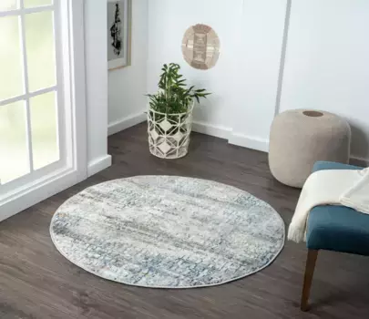 Ковер Myflair Furniture & Accessories "My Look 2", круглый, с коротким ворсом, этнический дизайн, особенно мягкий благодаря микроволокну Myflair Mbel & Accessoires 120 см, бежевый/светло-серый/синий