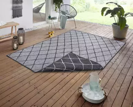 Ковер NORTHRUGS "Двусторонний ковер Малага" 120х170 см, темно-синий/серебристый