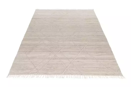 Ковер Obsession "My Dakar 365", прямоугольный, ромбовидный узор, с бахромой, соткан вручную, подходит для использования внутри и снаружи помещений 160х230 см, цвет natur
