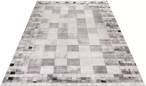 Ковер Obsession "My Eden of Obsession 204", прямоугольный, имитация бетона, с бордюром, особо высокая плотность узлов, изготовлен из 85% вискозы 80х150 см, серый