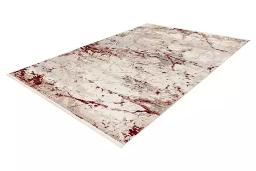 Ковер Obsession "My Memphis 381", прямоугольный, современный мраморный 3D дизайн, с бахромой 80х150 см, красный