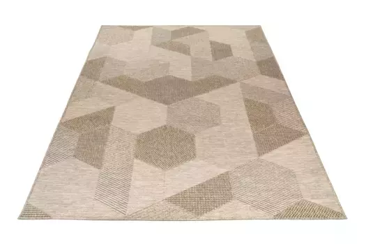 Ковер Obsession "My Oslo 705", прямоугольный, с современным геометрическим рисунком, подходит для использования внутри и снаружи помещений 120х170 см, серо-коричневый