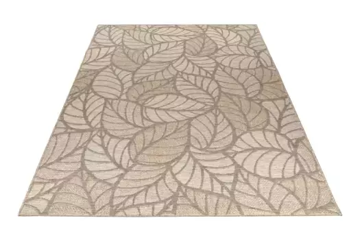 Ковер Obsession "My Oslo 707", прямоугольный, с мотивом листьев, подходит для использования внутри и снаружи помещений 240х340 см, серо-коричневый