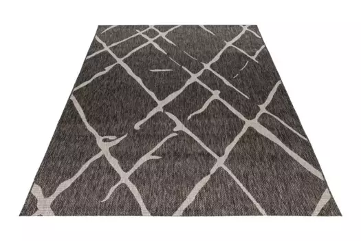 Ковер Obsession "My Tallin 540", прямоугольный, плоского плетения, современный ромбовидный узор, подходит для использования внутри и снаружи помещений 240х340 см, серый