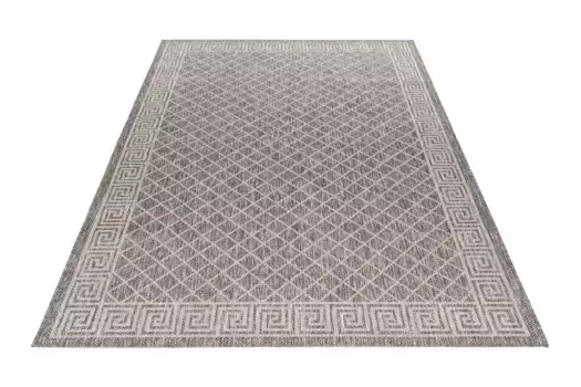 Ковер Obsession "My Tallin 541", прямоугольный, плоского переплетения, ромбовидный узор, с каймой, подходит для использования внутри и снаружи помещений 200х290 см, серый
