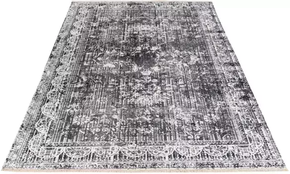 Ковер Obsession "My Valencia 632", прямоугольный, восточный дизайн, винтажный дизайн, с бахромой, можно стирать 150х230 см, серый