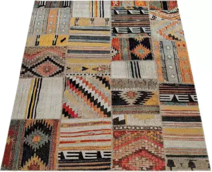 Ковер Paco Home "Artigo 406", прямоугольный, короткий ворс, узор в стиле пэчворк, винтажный дизайн, подходит для использования внутри и снаружи помещений 200х280 см, цвет mehrfarbig