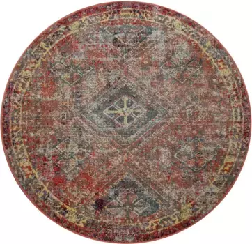 Ковер Paco Home "Artigo 432", круглый, короткий ворс, восточный вид, винтажный дизайн, подходит для использования внутри и снаружи помещений 200 см, красный