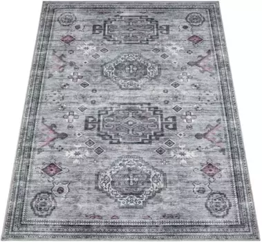 Ковер Paco Home "Bordeaux 244", прямоугольный, короткий ворс, восточный дизайн, винтажный дизайн, можно стирать 160х220 см, серый