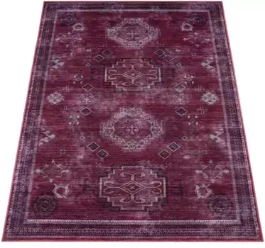 Ковер Paco Home "Bordeaux 245", прямоугольный, короткий ворс, восточный дизайн, винтажный дизайн, можно стирать 140х200 см, красный